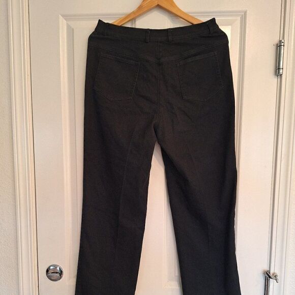 St. John Sport by Marie Gray Wide Leg Chino Pants Black Gold logo 10 - Picture 4 of 11
